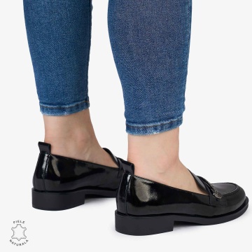 Mocasini dama din Piele Naturala LACUITA CRL0985 NEGRU - Img 3