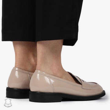Mocasini dama din Piele Naturala LACUITA CU CATARAMA CRL1366 ROZ INCHIS - Img 3