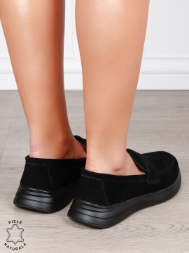 MOCASINI Dama Piele Naturala intoarsa cu design clasic CRL1598 Negru - Img 2