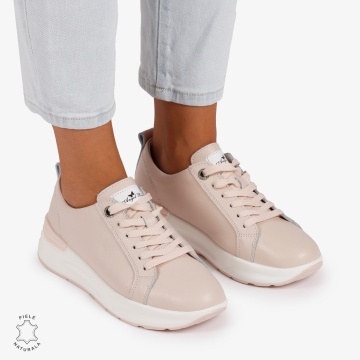 Pantofi Casual dama din Piele Naturala CRL0846 ROZ