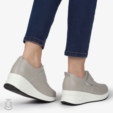 Pantofi Casual dama din Piele naturala CRL1332 GRI - Img 3