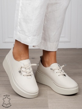 Pantofi Casual dama din Piele Naturala CRL1543 BEJ - Img 2