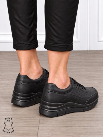 Pantofi casual damă din piele naturală cu design modernl CRL1897 NEGRU - Img 3