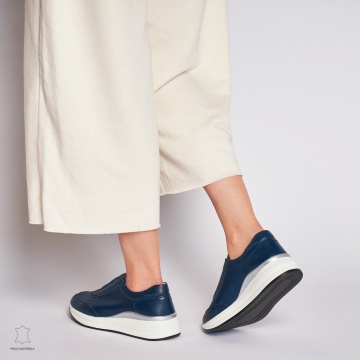 Pantofi Casual dama din Piele naturala CU INCHIDERE ELASTIC CRL1233 BLEUMARIN - Img 4