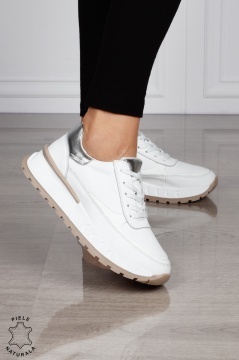 Pantofi Casual DAMA din PIELE Naturala cu model pe talpa CRL1524 ALB - Img 2