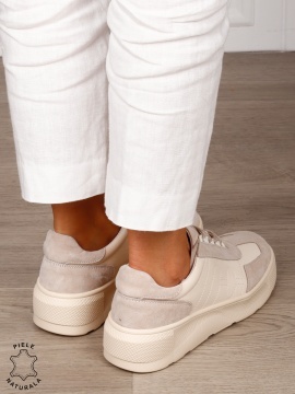 Pantofi Casual dama din Piele Naturala intoarsa CRL1556 BEJ - Img 3