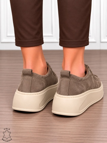 Pantofi casual damă din piele naturală întoarsă cu talpa confortabilă CRL1917 MARO - Img 2