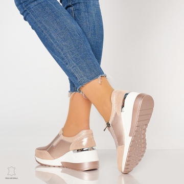 Pantofi Casual Dama Piele Naturala CRL0072 AURIU - Img 2
