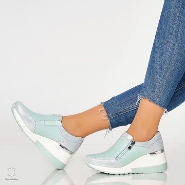 Pantofi Casual Dama Piele Naturala CRL0072 VERDE - Img 4