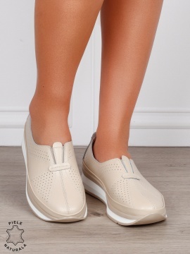 PANTOFI CASUAL Dama Piele Naturala USOR INALTA CRL1050 Culoare:BEJ - Img 3