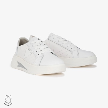 Pantofi Casual de dama din Piele naturala CRL0523 ALB - Img 2