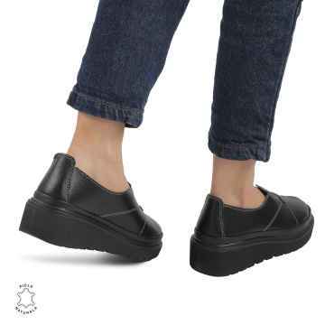 Pantofi Casual de dama din Piele Naturala CRL0918 NEGRU - Img 3