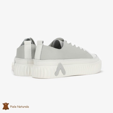 Pantofi Casual de dama din Piele naturala cu talpa groasa CRL0489 GRI - Img 3