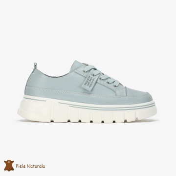 Pantofi Casual de dama din Piele naturala Interior confortabil CRL0488 Albastru - Img 2