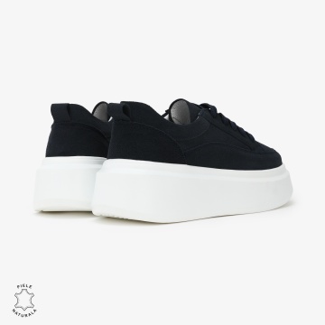 Pantofi Casual de dama din Piele Naturala Intoarsa CRL0567 NAVY - Img 3