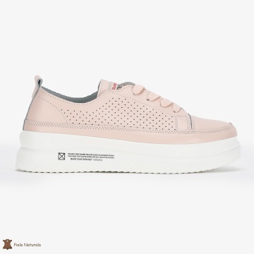 Pantofi Casual de dama din Piele naturala Șic Urban CRL0487 ROZ - Img 2