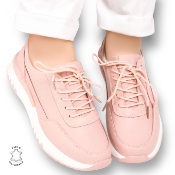 Pantofi casual piele naturala CRL886 ROZ - Img 3