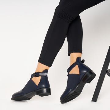 Pantofi cu toc de dama din piele Ecologica CRL0164 Navy - Img 3