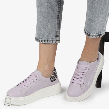 Pantofi DAMA CASUAL din piele naturală CU DETALIU SCRIS CRL1379 MOV - Img 2