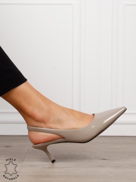 Pantofi dama eleganti din piele naturala cu toc subtire si varf ascutit CRL1616 GRI - Img 4