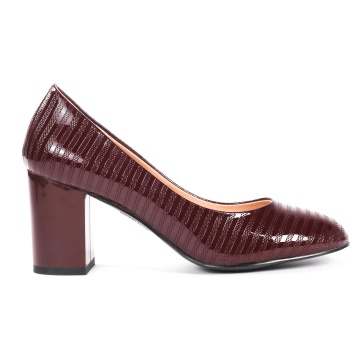 Pantofi Eleganți dama din Piele Ecologică Lăcuită CRL0132 Bordo - Img 2
