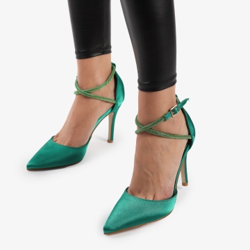 Pantofi Eleganți dama din Piele Ecologică SATIN CRL1315 VERDE - Img 3