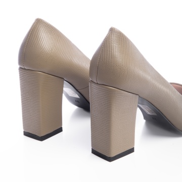 Pantofi Eleganti din Piele Ecologica cu model si toc Gros CRL0726 Verde - Img 3