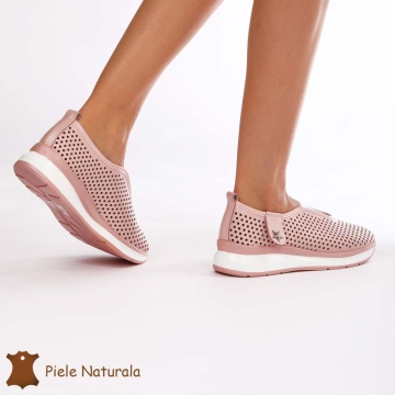 Pantofi Perforati Dama Piele naturală CRL0098 ROZ - Img 3