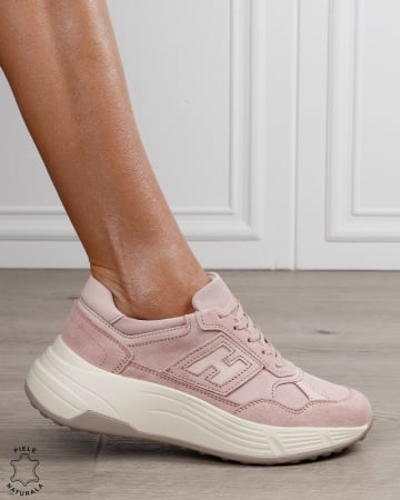 Pantofi sport damă din piele naturală în combinație de culori CRL1879 ROZ