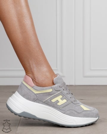 Pantofi sport damă din piele naturală în combinație de culori CRL1879 GRI - Img 2