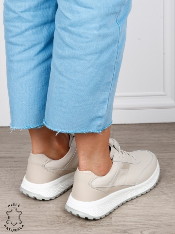 Pantofi sport din piele naturală pentru confort și stil CRL1813 BEJ - Img 3