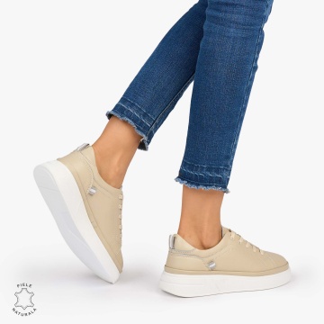Pantofii casual piele naturala COMOZI CRL1070 CULOARE:BEJ - Img 4
