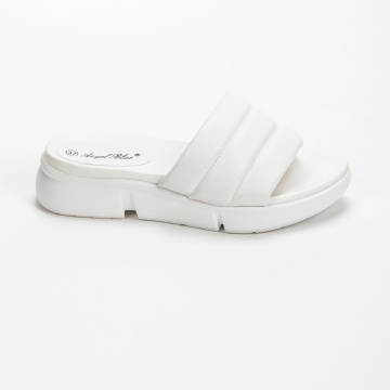 Papuci dama din Piele Ecologica alb CRL0212