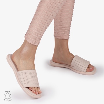 PAPUCI DAMA DIN PIELE NATURALA CU TALPA JOASA CRL1426 ROZ - Img 3