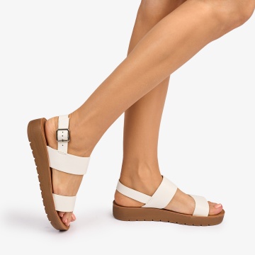 SANDALE dama din Piele ECOLOGICA CU BRETELE CRL1093 CULOARE: ALB - Img 2