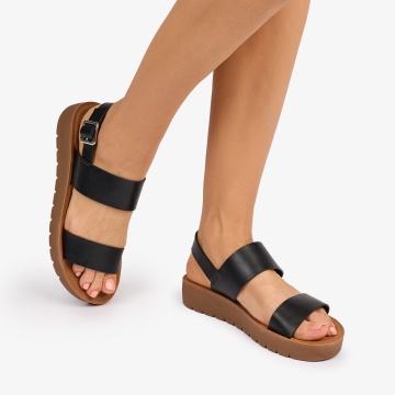 SANDALE dama din Piele ECOLOGICA CU BRETELE CRL1093 CULOARE: NEGRU - Img 2