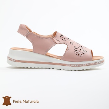 Sandale dama din Piele Naturala cu talpa Inalta CRL0195 PINK - Img 2