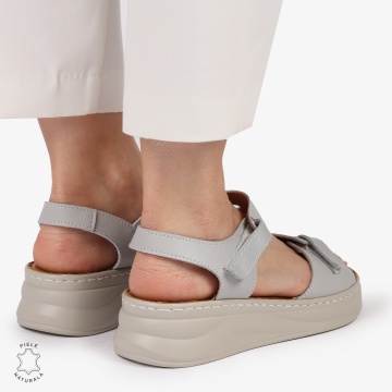 Sandale din piele naturală cu talpă ușoară pentru confort CRL1401 GRI - Img 4