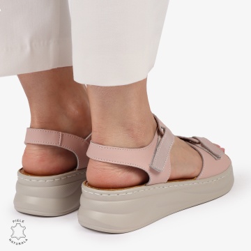 Sandale din piele naturală cu talpă ușoară pentru confort CRL1401 ROZ - Img 2