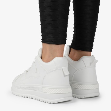 SNEAKERS din PIELE ECOLOGICA SI TEXTIL CRL1282 ALB - Img 3