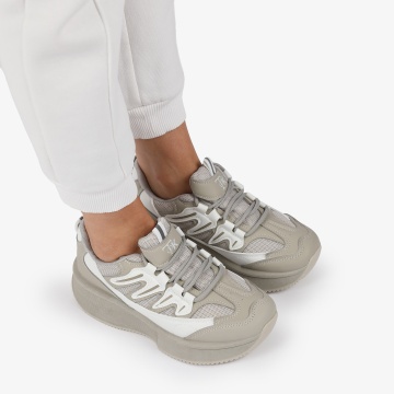 SNEAKERS din PIELE ECOLOGICA SI TEXTIL Multicolor CRL1279 GRI - Img 4