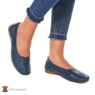 Balerini Bleumarin Din Piele Naturala CRL0223 - Img 3