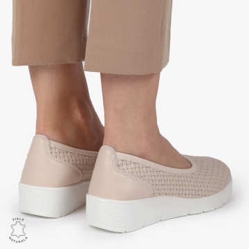 Balerini dama din Piele Naturala cu talpa groasa CRL01382 ROZ - Img 4