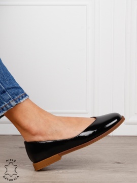 Balerini dama din piele naturala cu talpa usoara si plata CRL1630 NEGRU - Img 2
