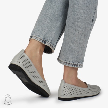 BALERINI dama din Piele naturala PERFORATA SLIP-ON CRL1358 GRI - Img 2