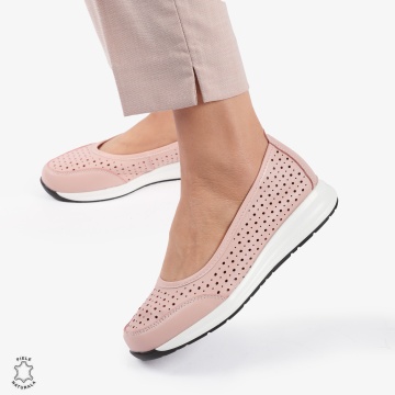 Balerini dama din Piele Naturala Slip-On CRL0721 ROZ - Img 2