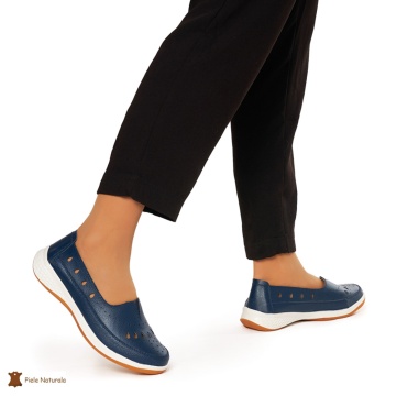 Balerini Dama Piele Naturala Slip-on CRL0074 Bleumarin - Img 2