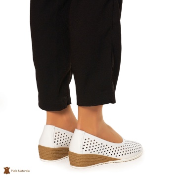 Balerini Dama Piele Naturala Slip-on CRL0075 ALB - Img 4