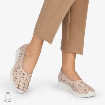BALERINI din PIELE NATURALA PERFORATA CRL1040 CULOARE: ROZ - Img 2