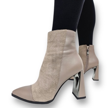 Botine DAMA din PIELE Ecologica cu FERMOAR CRL0933 CULOARE: KHAKI - Img 2